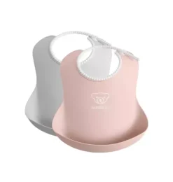 Baby Bib 2-Pack, Gray / Pink