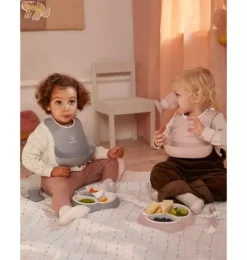 Baby Bib 2-Pack, Gray / Pink