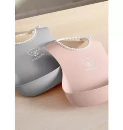 Baby Bib 2-Pack, Gray / Pink