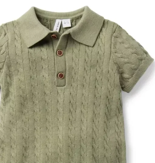 Baby Collared Cable Knit Romper