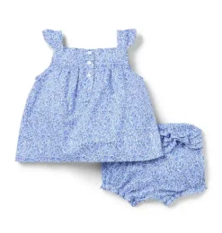 Baby Ditsy Floral Bow Matching Set