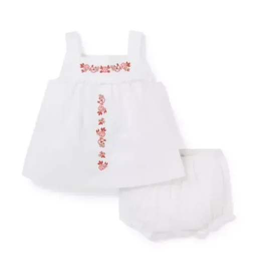 Baby Embroidered Floral Matching Set