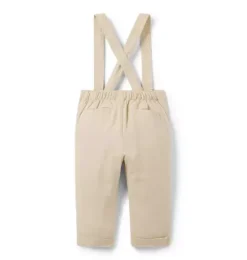 Baby Linen-Cotton Suspender Pant