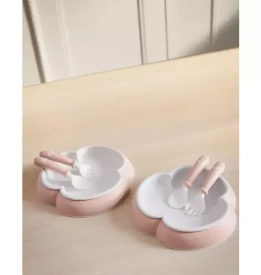 Baby Plate, Spoon & Fork, 2 Sets, Powder Pink