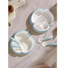 Baby Plate, Spoon & Fork, 2 Sets, Powder Blue
