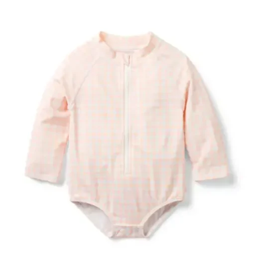 Baby Recycled Gingham Rash Guard Swimsuit