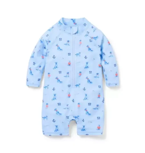Baby Recycled Nautical Dog Rash Guard Swimsuit