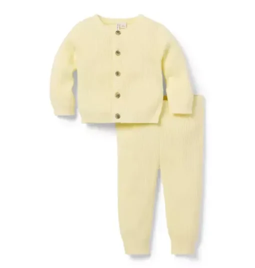 Baby Ribbed Cardigan Matching Set