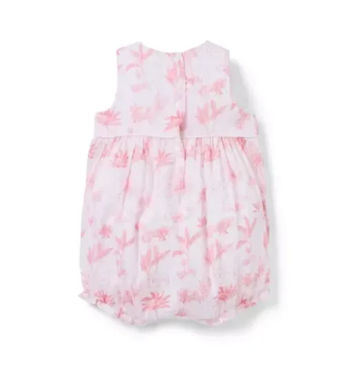 Baby Safari Toile Bow Romper