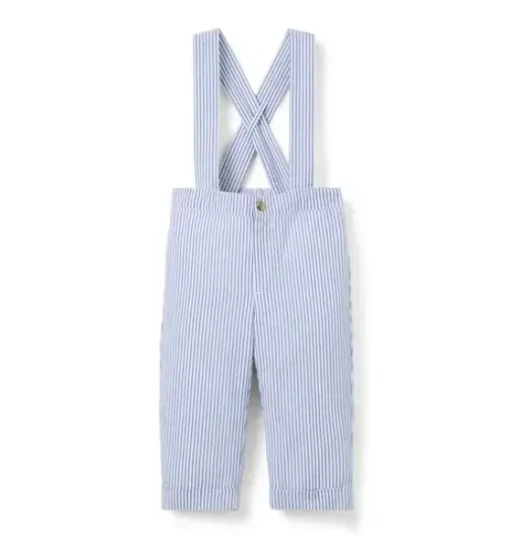 Baby Striped Seersucker Suspender Pant