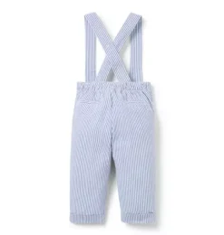 Baby Striped Seersucker Suspender Pant