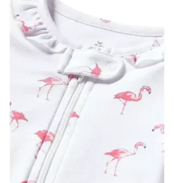 Baby's Pima Ruffle Collar Romper in Flamingos