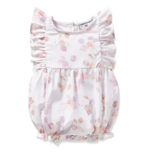 Baby's Twill Ruffled Romper in Seashell Splendor