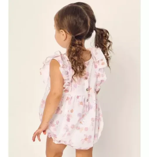 Baby's Twill Ruffled Romper in Seashell Splendor