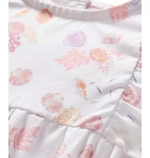 Baby's Twill Ruffled Romper in Seashell Splendor