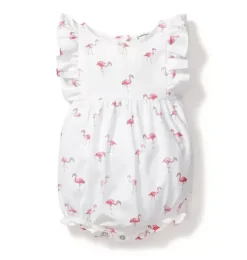 Baby's Twill Ruffled Romper in Flamingos