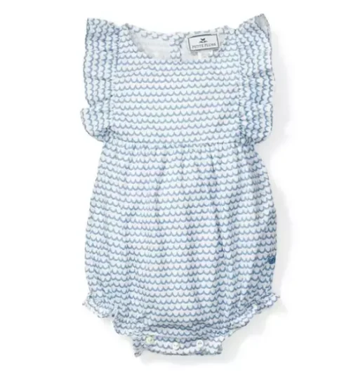 Baby's Twill Ruffled Romper in La Mer