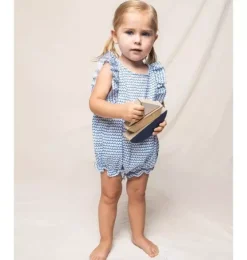 Baby's Twill Ruffled Romper in La Mer