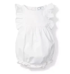 Baby's White Twill Ruffled Romper