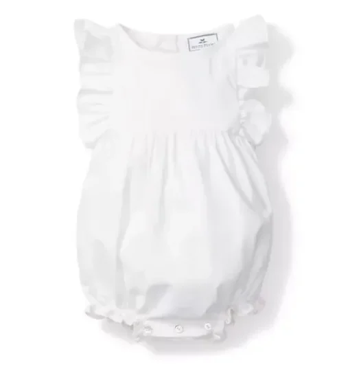 Baby's White Twill Ruffled Romper