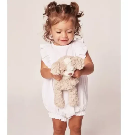 Baby's White Twill Ruffled Romper