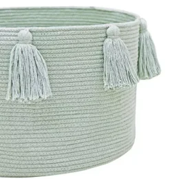 Basket New Tassels Blue Sage