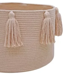Basket New Tassels Rose