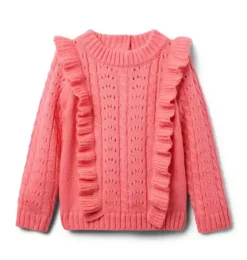 Cable Knit Ruffle Sweater