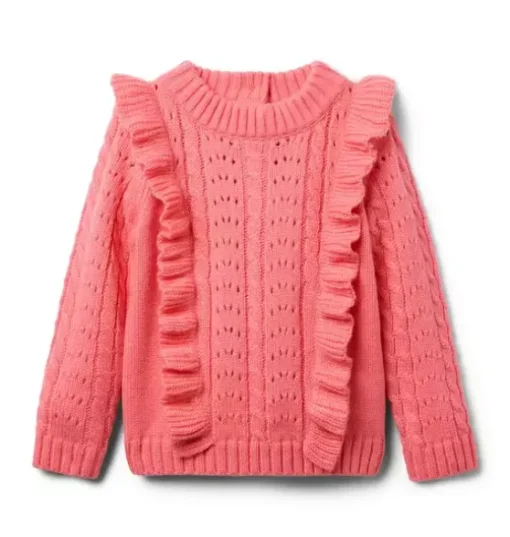 Cable Knit Ruffle Sweater