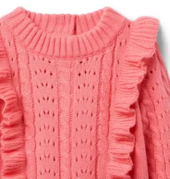 Cable Knit Ruffle Sweater