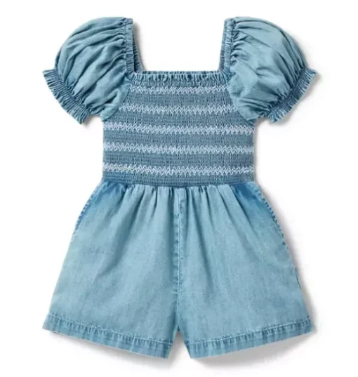 Chambray Smocked Romper