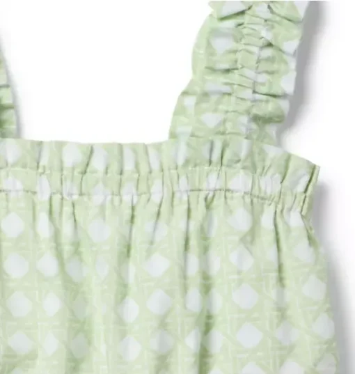 Checked Ruffle Strap Top
