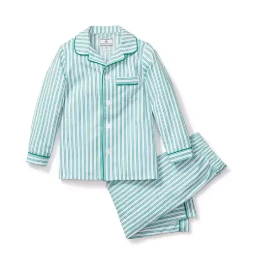 Children's Pajama Set in Emerald Ticking