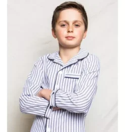 Children's Pajama Set in Navy French Ticking