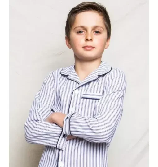 Children's Pajama Set in Navy French Ticking