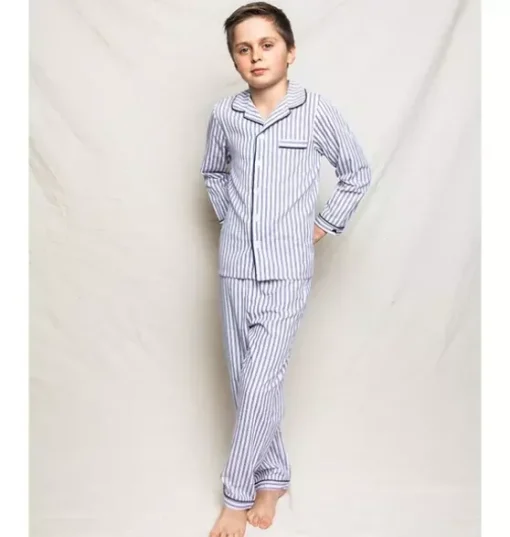 Children's Pajama Set in Navy French Ticking