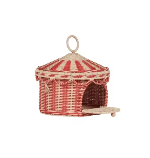 Circus Tent Basket - Red & Straw