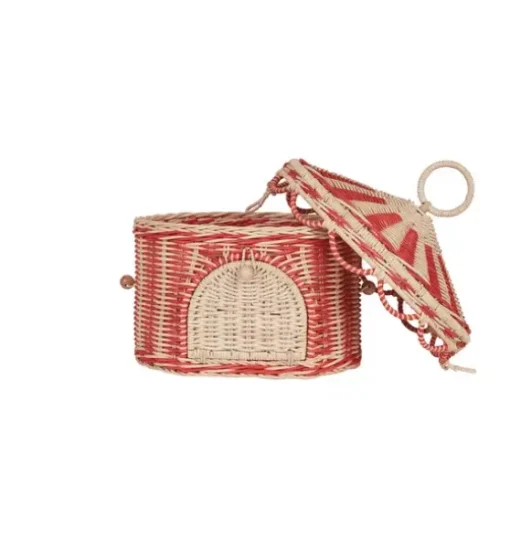 Circus Tent Basket - Red & Straw