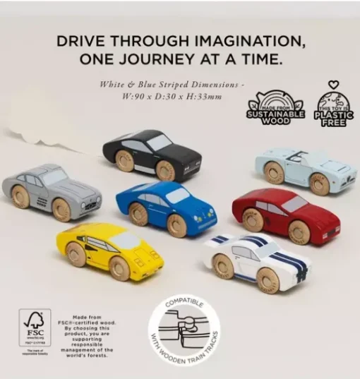 Classic Wooden Sports Cars - 7 Piece