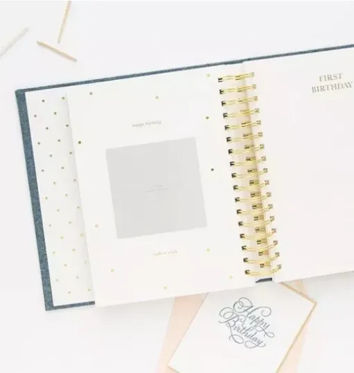 Cream and Black Pindot Baby Book