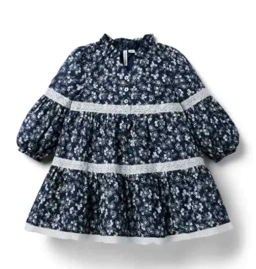 Ditsy Floral Lace Trim Dress