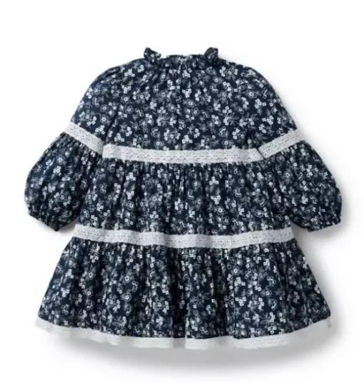 Ditsy Floral Lace Trim Dress