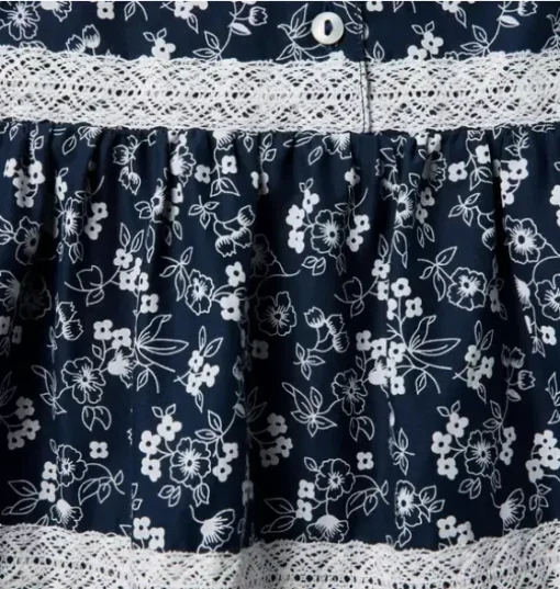 Ditsy Floral Lace Trim Dress