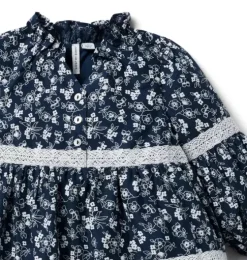 Ditsy Floral Lace Trim Dress
