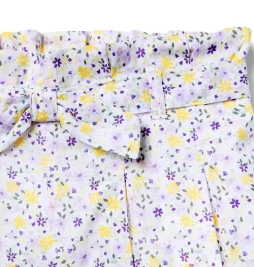 Ditsy Floral Pleated Paperbag Waist Short