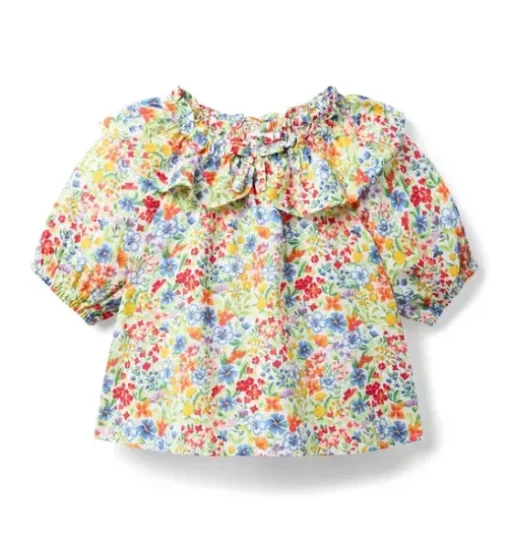 Ditsy Floral Ruffle Collared Top
