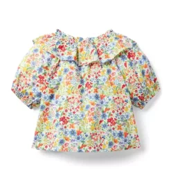 Ditsy Floral Ruffle Collared Top