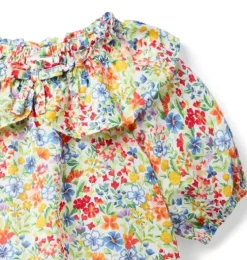 Ditsy Floral Ruffle Collared Top