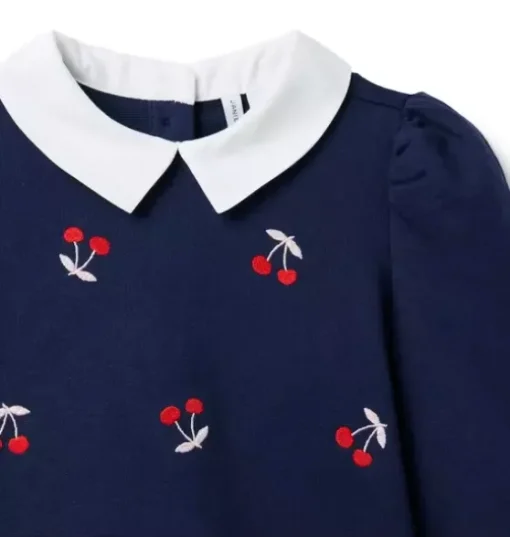 Embroidered Cherry Collared Sweatshirt
