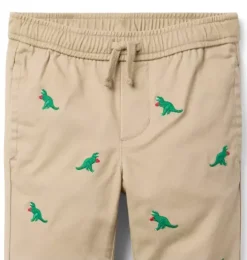 Embroidered Dinosaur Heart Twill Jogger